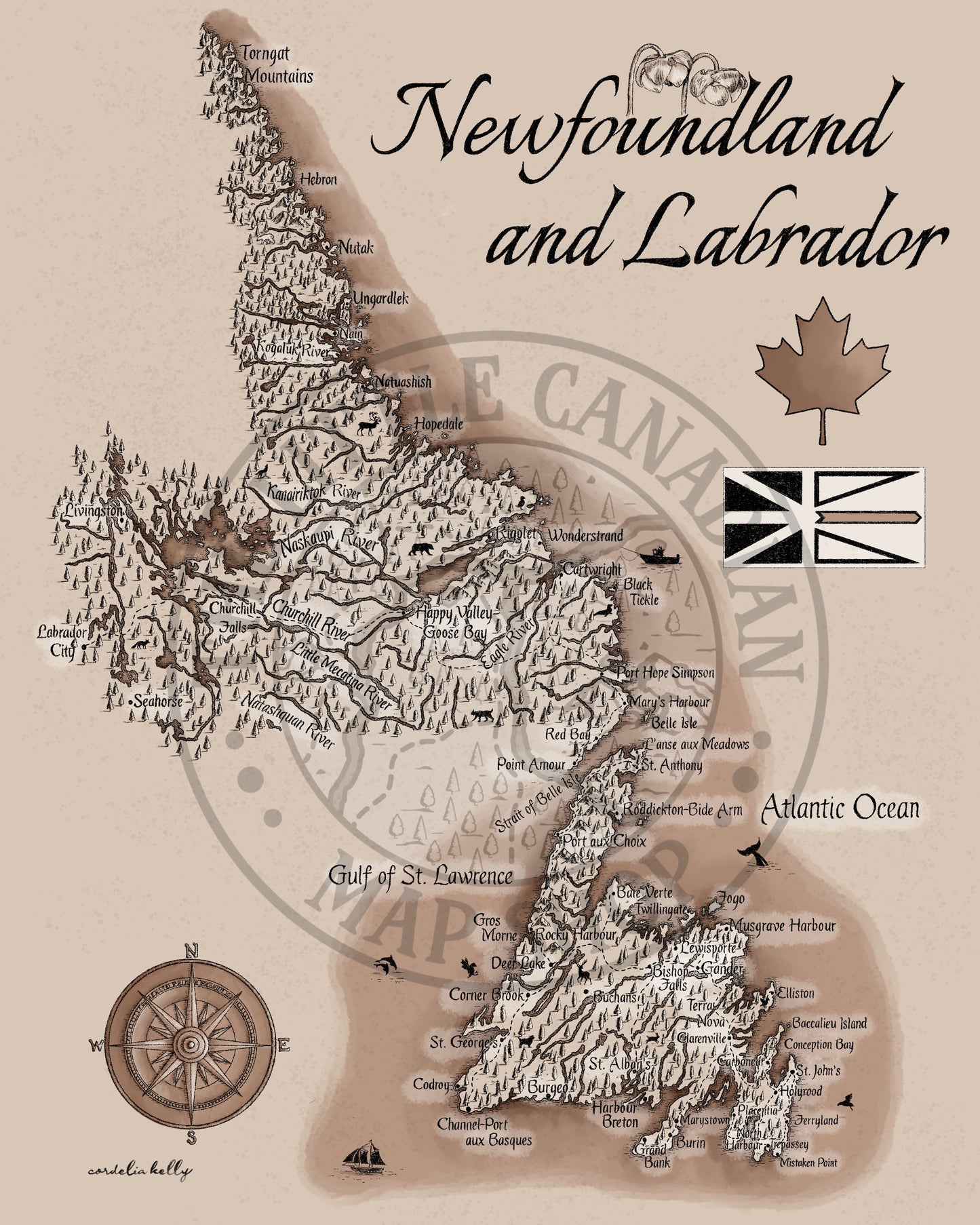 Newfoundland&Labrador Vintage Map