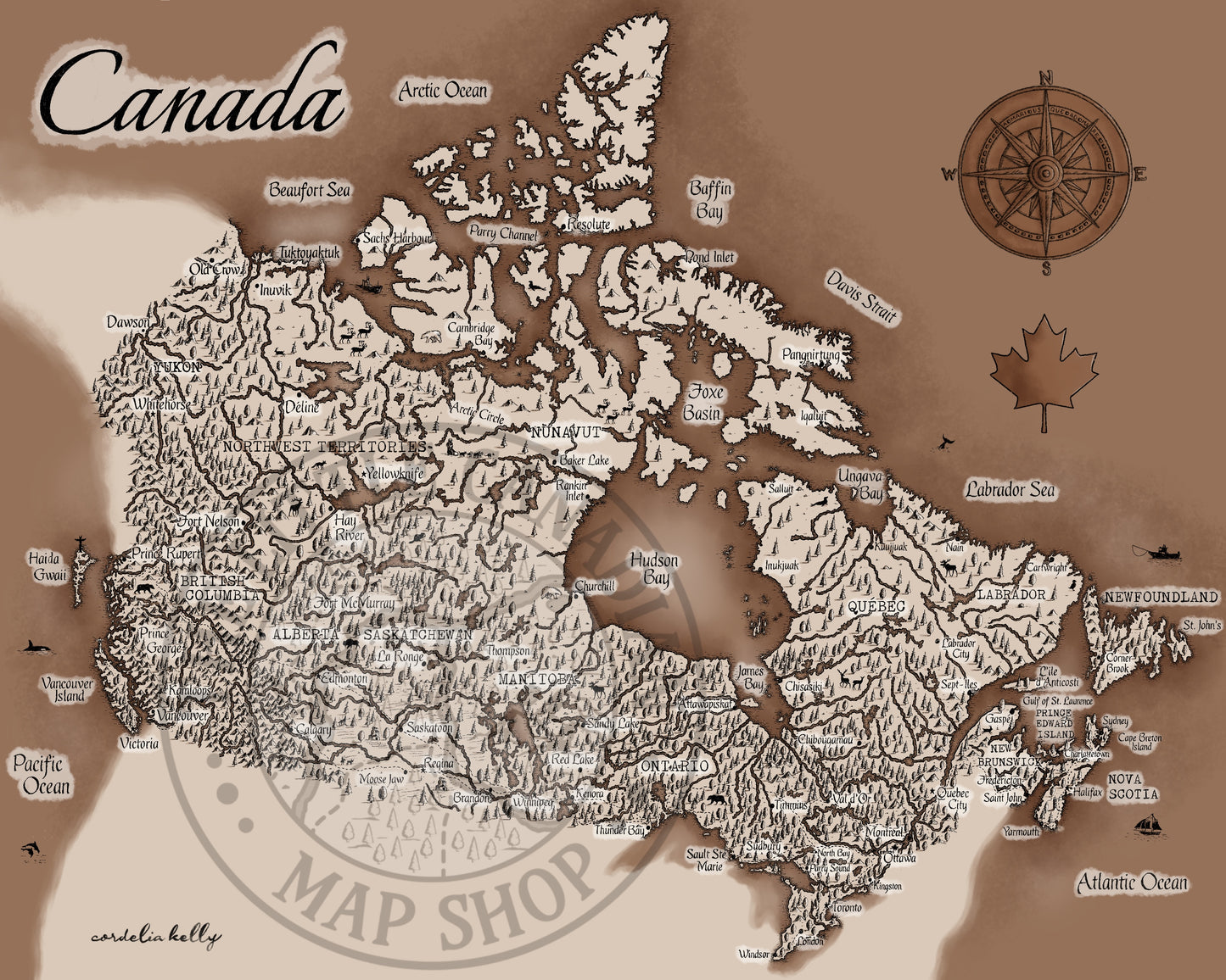 Vintage style Canada map