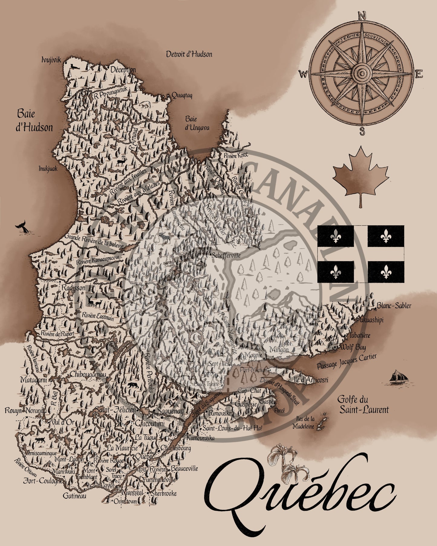 Québec Vintage Map