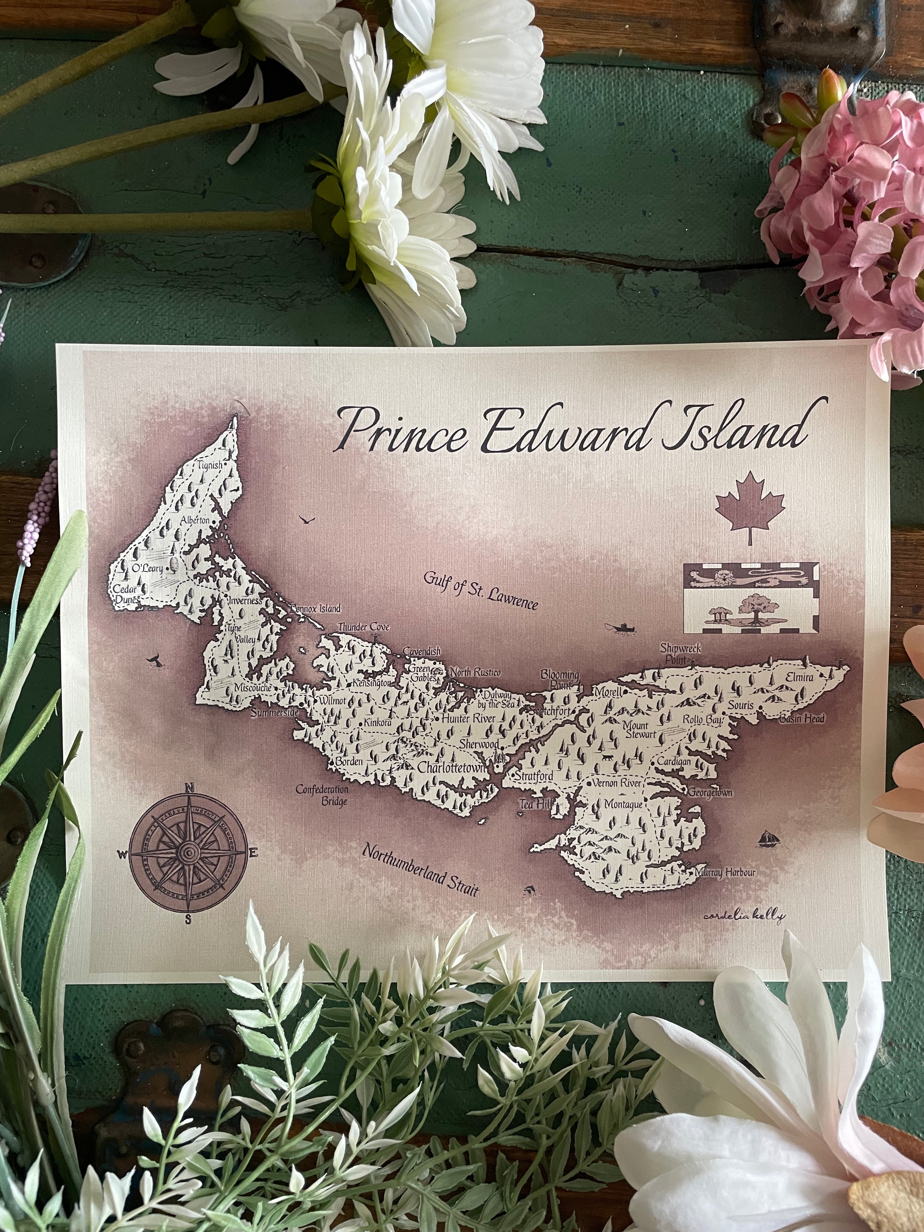 Prince Edward Island Fantasy Map The Little Canadian Map Shop Withflowers 